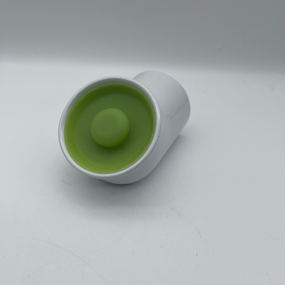 Modern White Ceramic Angled Salt Cellar with Lime Green Silicone Lid Spice Jar